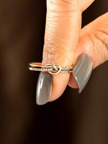 1pc S925 Sterling Silver Double Layer Thin Intertwined Concentric Knot Ring, Romantic Luxury Atmosphere Hand Jewelry, Minimalist Gentle Commute Daily Date Niche Design Versatile Finger Ring, Gift For Lover Girlfriend - Tie - View 10
