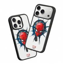 Miniso Marvel Spider-Man 格紋情侶小眾個性化 MagSafe 磁吸充電相容 iPhone 17 Pro Max/18 Pro/18 Pro Max/16 Pro/15 Plus/17 Air/14/13/12/16 Pro Max/15 Pro 防震保護殼，相容 Apple - 黑色 - 查看 2