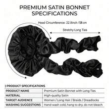 1pc Women's Satin Bow Long Braid Sleep Cap, Adjustable Snap Button Sleep Cap, Suitable For Curly Hair, Silky Anti-Static Night Headwrap, Sleep Hair Care Cap - Multicolor - View 6