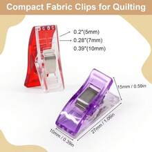 Juego de clips de costura, clips de resorte fuertes de plástico transparente premium a prueba de óxido, clips de fijación de tela sin daños con caja de almacenamiento transparente, clips de acolchado reutilizables, adecuados para sastrería, confección de prendas, bordado, patchwork DIY, manualidades de costura para principiantes - Varios estilos - Ver 9