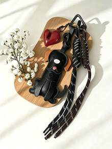 Labrador Shaped Pendant Pu Keychain With Heart And Rope Decoration, Suitable For Women'S Handbag Decoration And Car Keychain Decoration, Day Gift - Multicolor - View 13