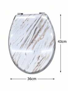 Marble Pattern Soft Close Toilet Seat, Stainproof Easy-Clean MDF Lid Adjustable Hinges, Universal Oval Replacement Cover, Modern Bathroom Decor For Hotel Villa Apartment, Perfect For Homeowners & Interior Renovators - A - View 11