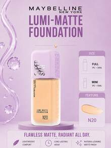 Maybelline 美寶琳長效透明底妝 #N20，正裝 35ml/試用裝 10ml，輕盈持久、抗汗、霧面妝效、有效遮瑕，適合中性至淺膚色 - 美寶蓮持妝輕透粉底液N20 - 查看 2