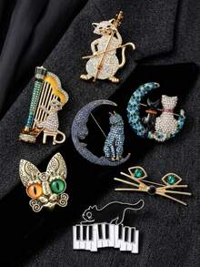 Luxury Rhinestone Cat Brooches - Animal Pins For Women Unisex Casual Party Jewelry Accessories / Friends Gifts Badges Decoration - Cat - View 2
