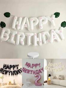 33 件粉色蝴蝶结生日气球套装，16 英寸白色/黑色/粉色/奶油色生日快乐横幅，粉色迷你蝴蝶结装饰，生日派对装饰，周年纪念，求婚，婚礼 - 彩色 - 查看 1