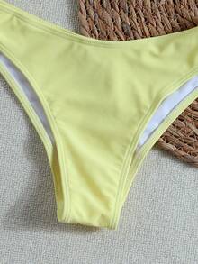 Women's Pale Yellow Starfish Decor Bikini, Sexy Beach Vacation Two Pieces Swimsuit Set, Spring/Summer Style - Multicolor - View 7