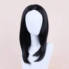 Peluca Sintética Negra de Longitud Media para Hombre, para Uso Diario, Fibra Resistente a Altas Temperaturas, Adecuada para Cosplay y Halloween - SNATURAL/L.RED/GREEN/27 - Ver 3