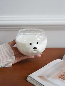 1pc Cute Bichon Frise Glass Bowl, Creative Puppy-Shaped Salad Bowl And Yoghurt Bowl, Suitable For Home Decor And Tableware, Breakfast Yoghurt Bowls And Salad Bowls, Ideal As Gifts And For Festive Decorations - Multicolor - View 7