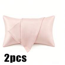 2pcs Cooling Pillowcase Set, Soft And Breathable, Wrinkle-Resistant, Gentle On Hair And Skin, Helps Improve Sleep Quality, Machine Washable - Pink - View 8