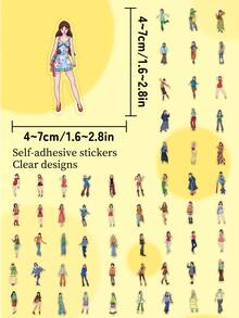 60 pezzi Adesivi estetici chic per ragazze OOTD (PET trasparente) – Ispirazione di stile – Perfetti per skateboard, chitarre, valigie, custodie per telefoni e borracce – Regali fai-da-te - Multicolore - Visualizzare 9