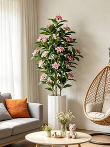 Kmitang 80/120cm Large Artificial Ficus Plants Fake Tropical Banyan Tree Branch Plastic Fiddle Fig Tree Leaves Faux Green Magnolia Trees Real Touch Nandina Leafs For Home Indoor Shop Outdoor Decor Without Pot 1pc - Multicolor - View 4