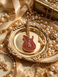 1pc Guitar Shaped Lapel Brooch, Unique Personalized Decoration, Cool Retro Street Style Badge, Suitable For Women Of All Ages, Daily Jacket And Bag Accessory - Guitar Model a - View 8