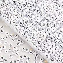 300顆/600顆白色圓形壓克力黑色字母珠，A-Z混色散珠，適用於DIY手鍊、項鍊、鑰匙圈、珠寶手工藝 - 彩色 - 查看 9
