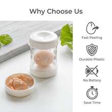 手持式自動剝蛋器－快速便捷水煮蛋殼移除器，耐用塑料廚房小工具，適用於居家/餐廳/戶外使用，蛋搖搖，適合製作沙拉，無需電池，高品質，省時 - 白色 - 查看 3