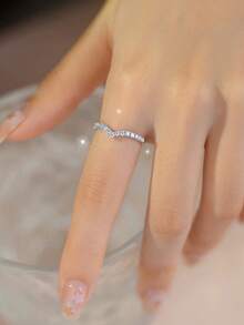 Juego de 5 anillos abiertos de cobre con flor de circonita cúbica dulce y símbolo de infinito, adecuado para mujeres en vacaciones y bodas (Caja de regalo no incluida) - Plateado - Ver 10