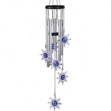 1pc Metal Wind Chime With Blue Evil Eye Design, Perfect For Home Decor, Mother's Day Gift, Or Enhancing The Beauty Of Balcony, Patio And Garden - Style 2 - View 8