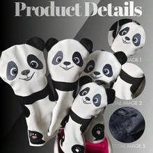 Chinese Style Cartoon Cute Giant Panda Golf Club Headcover, 3D Panda Ears, Exquisite Embroidered Pattern, Lychee Texture PU, Shock-Absorbing Headcover For Field Use - White - View 1