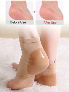 1 Pair Moisturizing Foot Spa Socks, Gel Heel Open Toe Socks, Prevent Heel Cracking, Foot Moisturizing Socks, Suitable For Men And Women - Apricot - View 4
