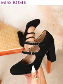 [MISS ROSIE]2026 SS New Arrival: Elegant Women's Mary Jane Heels In Multiple Colors, Round Toe With Single T-Strap. Local Stock Fast Delivery In 3 Day - 黑色 - 查看 3