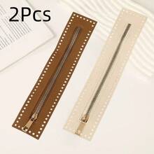 2/4Pcs PU Leather Zipper With Needle Holes - Dark Blue, Brown, Beige Crochet Bag Accessories, Suitable For DIY Wallets And Sewing Crafts, Wallet Straps, DIY Wallet Making - Multicolor - View 20