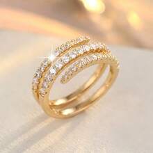 1pc Minimalist Line Wrap Design Cubic Zirconia Women's Ring - Multicolor - View 1