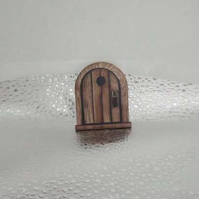 1pc 2D Vintage Wooden Fantasy Mouse Door Hanging Decoration, No Power Required, Easy Installation, Suitable For Easter, Halloween, Christmas Decor, Also As Fashionable Living Room Decoration, Ideal Choice For Fantasy Lovers And Cute Home Decor