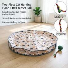 Nicbeybole 2pcs Pet Hunting Tent + Electric Cat Ball Toy, Single Person Pet Hunting Tent, Self-Entertainment Hidden Tent, Cat Dog Magic Ball Toy With Bell And Light, 2-In-1 Interactive Educational Cat Ball And Hunting Tent Set - Multicolor - View 2