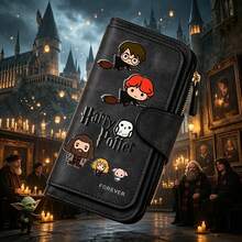 Warner Bros 1 pieza Nueva cartera de moda de la serie Harry Potter para mujer, plegable de gran capacidad de material PU, esencial para salidas diarias - A - Ver 12