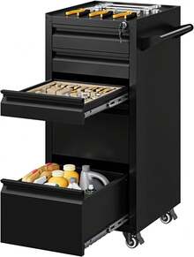 5 Drawer Metal Tool Storage Cabinet With Wheels Rolling Tool Chest With Drawers And Locking Keys Heavy Duty Tool Storage Organizer For Garage Warehouse Workshop - 1 - View 1