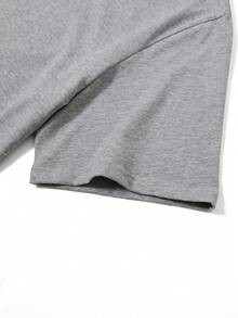 Maglietta da uomo taglie forti, 100% cotone, con ricamo "Smile", collo rotondo, maniche corte. Maglietta casual e comoda a maniche corte. - Bianco - Visualizzare 11