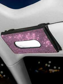 Rhinestone Decor PU Car Tissue Box - A - View 10