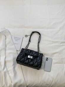 Dedoo Quilted Chain Strap Bag, High-End Fashion Shoulder Crossbody Casual Commuter Handbag - Black - View 7