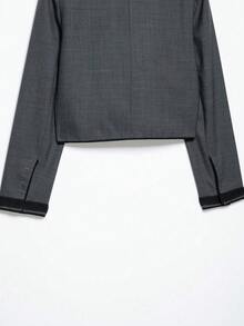 Seelio Autumn New Women's European And American Style Fashion Minimalist Versatile Knot Button Blazer Jacket - Grey - View 5