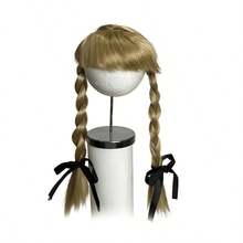 Cute Pet Double-Braid Wig With Black Bow, Suitable For Small/Medium-Sized Dogs And Cats, Braided Hair Accessory For Costumes And Dress-Up, Ideal For Cosplay, Themed Parties, Halloween - Maroon - View 6