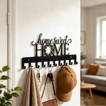 Warm Home Sweet Home Iron Wall Decor Hooks, New Home Moving Gift Wall-Mounted Coat Rack, Home Entryway Key & Bag Storage Hooks, Creative Metal Multi-Hook Organizer, Halloween, Holiday, Home Decor Item - View 4