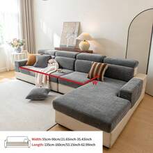 1pc Solid Color Herringbone Chenille Sofa Cover Set, Non-Slip Washable Sofa Cushion Cover, Suitable For Home Pet Owners And Children, Neutral Wabi-Sabi Minimalist Furniture Protector, Living Room Villa Daily Decor, Multiple Sizes - Grey - View 6
