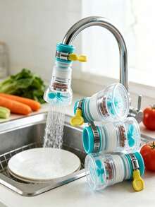 1pc Adjustable Rotating Faucet Adapter, PP Material, With Fixed Easy Install Anti-Splash Water Booster, Multi-Layer Filtration, Water-Saving Soft Bubble, Suitable For Kitchen Sink, Bathroom Basin, Room Decor, Kitchen Essentials - View 2
