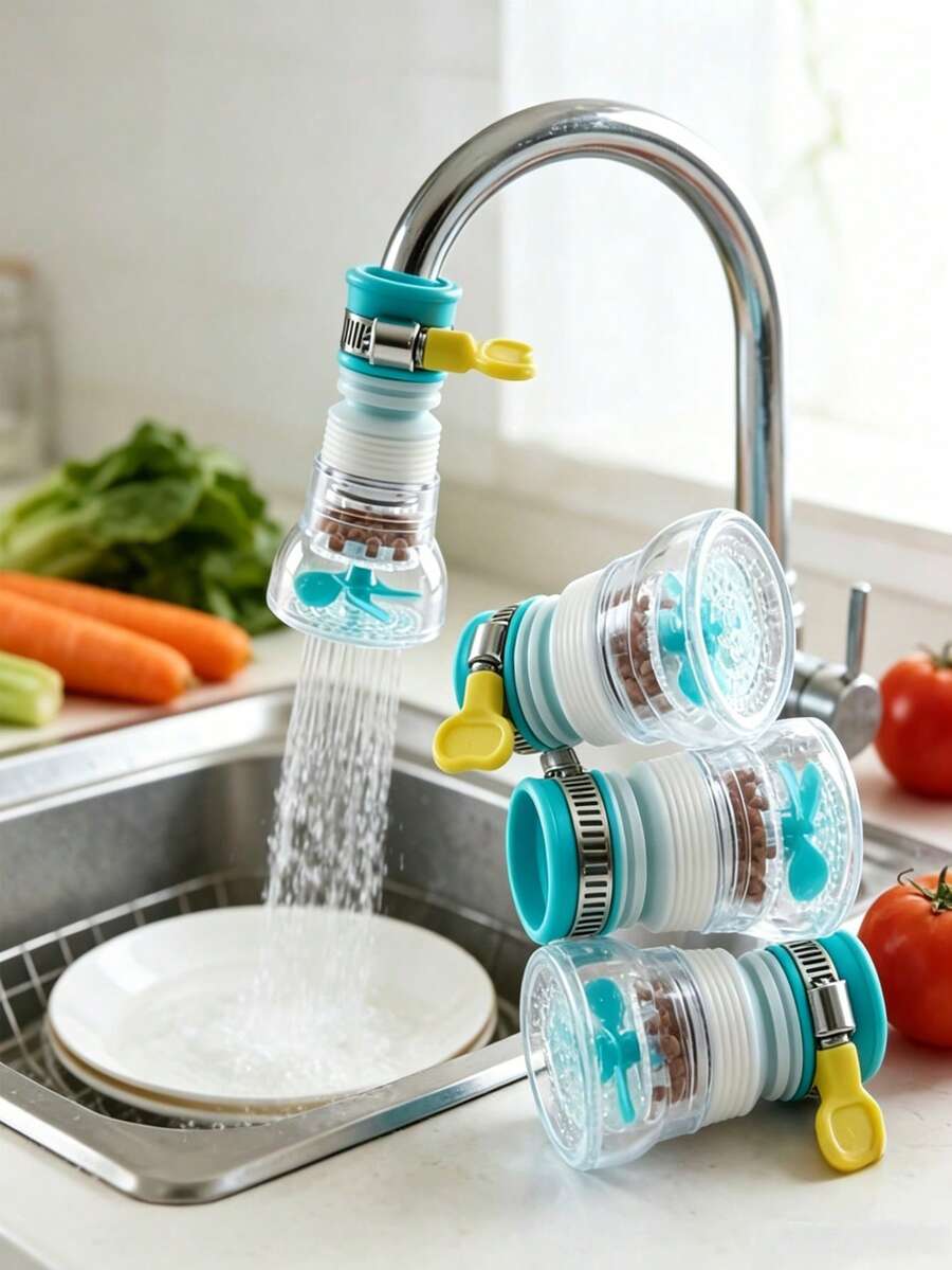 1pc Adjustable Rotating Faucet Adapter, PP Material, With Fixed Easy Install Anti-Splash Water Booster, Multi-Layer Filtration, Water-Saving Soft Bubble, Suitable For Kitchen Sink, Bathroom Basin, Room Decor, Kitchen Essentials