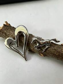 1件裝紋理心形胸針，女款奢華幾何造型別針飾品，適用於大衣與西裝 - 彩色 - 查看 2