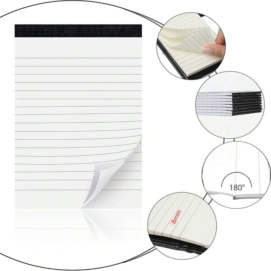 8mm Regular Horizontal Lines, Thick Paper With No Ink Bleed, 180° Lay-Flat Writing, Easy-Tear Inner Pages, Glue-Top Binding To Prevent Page Loss, Suitable For Practice, Notes, And Daily Draft Recording - Multiple Styles - View 1