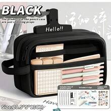 1pc Pencil Case Stationery Bag, Large Capacity Pencil Box, Marker Pen Holder, Portable Stationery Storage Bag, Cosmetic Organizer, Multiple Colors Available, Beautiful And Durable, Suitable For Students, Teenagers, Adults, School And Office Use, Back To School Essential - Rectangular Style - View 10