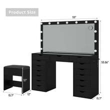FUSOU 15 Drawers Dressing Table With Power Outlet, Makeup Vanity With  Mirror And 13 LED Lights, 3 Color Modes, Adjustable Brightness, Glass Top Vanity For Dressing Room Bedroom - Black - View 3