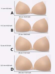 1pc Women's Invisible Adhesive Bra, Triangle Cup Front Clasp Push Up Bra, Backless Strapless Bra For Dresses, Tops & Party Outfits - Apricot - View 9
