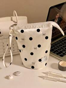 1pc Polka Dot Pen Holder/Portable Pencil Case, Lightweight Handheld, Multi-Functional Large Capacity, Suitable For Office And School, Ideal Gift For Friends During Back To School Season - Multicolor - View 4