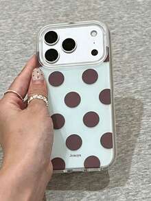Minimalist Full Screen Brown Polka Dot Mint Green Background Colorblock Phone Case Compatible With IPhone 17 Pro Max 17 Pro 16 Pro Max 15 Pro Max 17 Air 14 Pro Max 13 12 Pro 16 Plus 11 Soft Small Fresh Protective Cover - Polka Dots - View 2