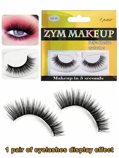 3D Self-Adhesive Eyelashes, No Glue Required, Body Heat Activated Eyelashes, Reusable Self-Adhesive Eyelashes Up To 5 Times, Easy To Apply And Remove