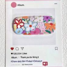 1 Set Floral Print Foldable Phone Ring Holder With Mirror, 2-In-1 Adhesive Makeup Mirror & 360° Rotatable Phone Stand, Ultra-Thin Back Sticker Finger Grip Kickstand, For Daily Makeup, Selfies And Hands-Free Viewing - Multicolor - View 4