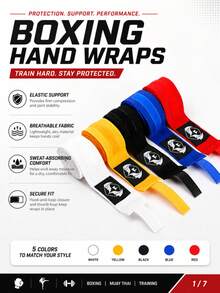 1 Pair Elastic Boxing Hand Wraps, Muay Thai Fighting Combat Sanda Sports Protective Gear, Breathable And Sweat-Absorbing, Suitable For Boxing Sports, Boxing Training, Multiple Colors Available, Personalized Boxing Hand Wraps - Multicolor - View 11
