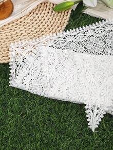 1pc Vintage Artistic Hollow Lace Crochet Triangular Headscarf With Delicate Tassel Trim, Breathable Tie-Up Hair Band, European And American Women's Small Town Travel Photography, French Style Wedding Bride Lazy Elegant Hair Accessory - Multicolor - View 5