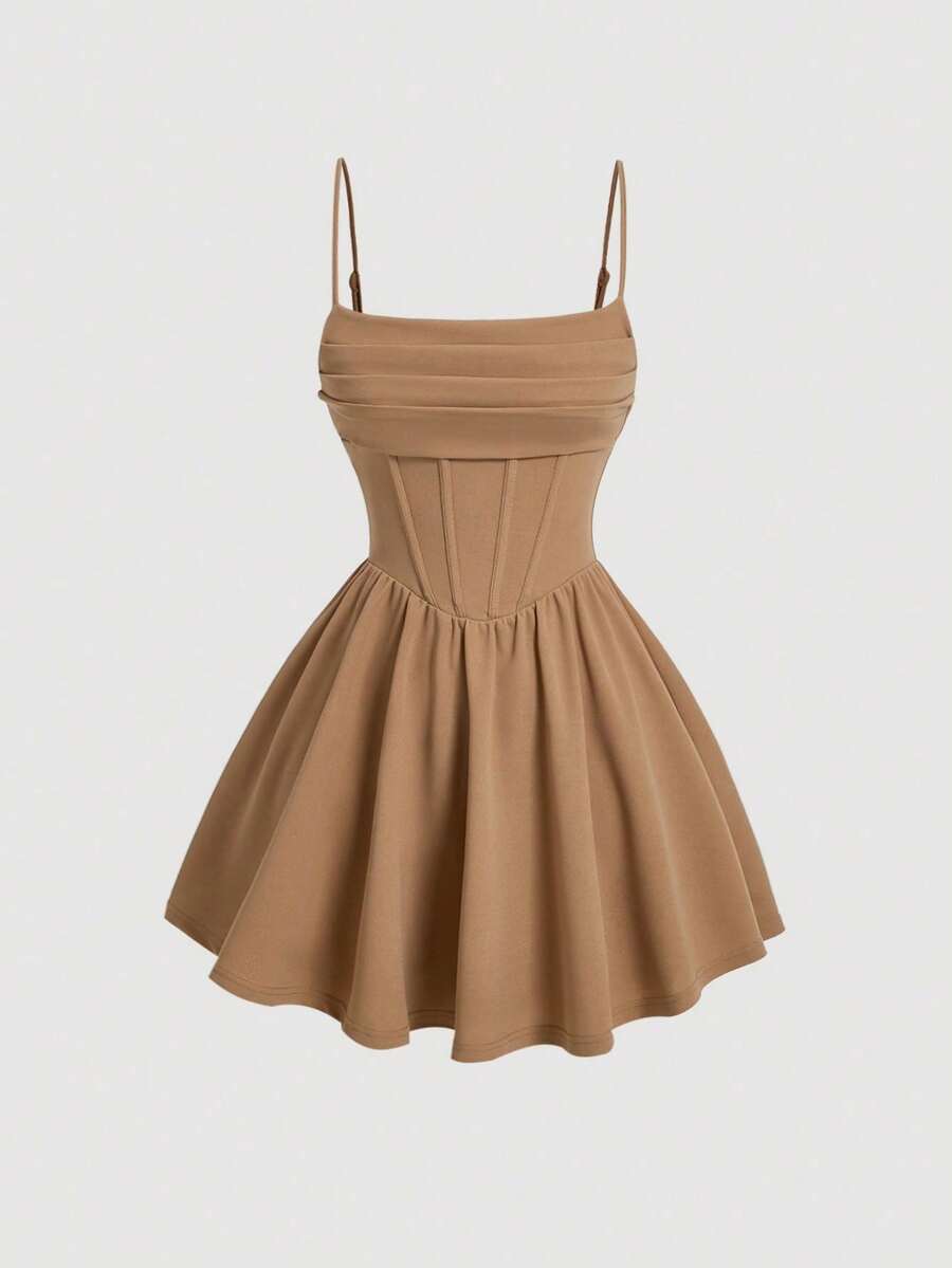 Women Short Dresses - 卡其色 - 查看 1